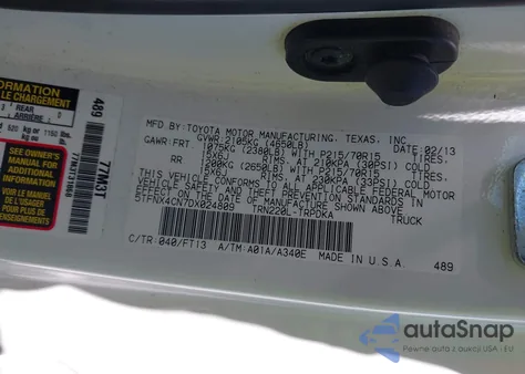 2013 Toyota Tacoma z USA, uszkodzony, nr VIN 5TFNX4CN7DX024809
